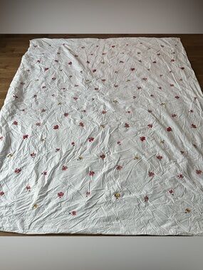 Pottery Barn 100% Cotton King Duvet Cover Embroidered Bugs Print